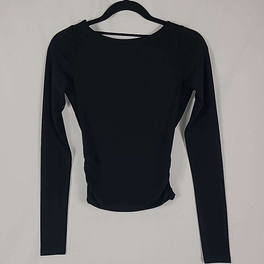 NEW GARAGE Women's Longsleeve Cowl Back Top Black Sz XS